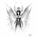 Lelouch from code geass anime, as a dark angel pose  tattoo design idea