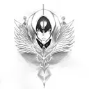 Lelouch from code geass anime, as a dark angel pose  tattoo design idea