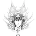 Lelouch from code geass anime, as a dark angel pose  tattoo design idea