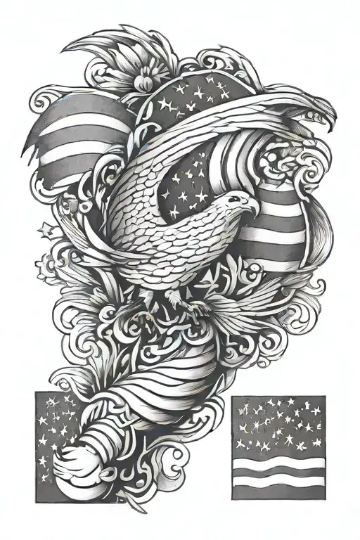 patriotic arm sleeve tattoo design idea