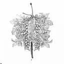  wreath of jacaranda leaves, oak leaves, pepper tree leaves and peppercorns, strawberry leaves, eucalyptus leaves, palm  tattoo design idea