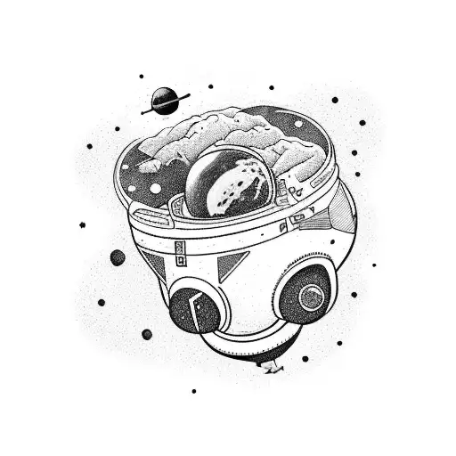 space planets astronaut sagitarius big dipper tattoo design idea