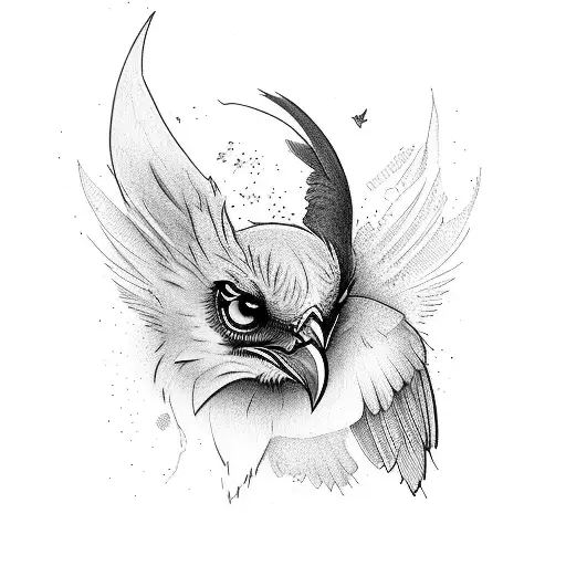 half mockingbird half crow tattoo design idea