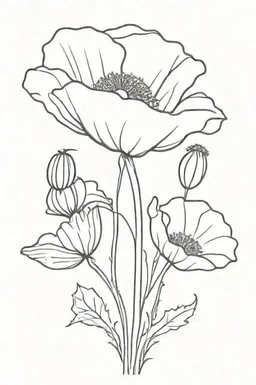 poppy flower stencil tattoo design idea