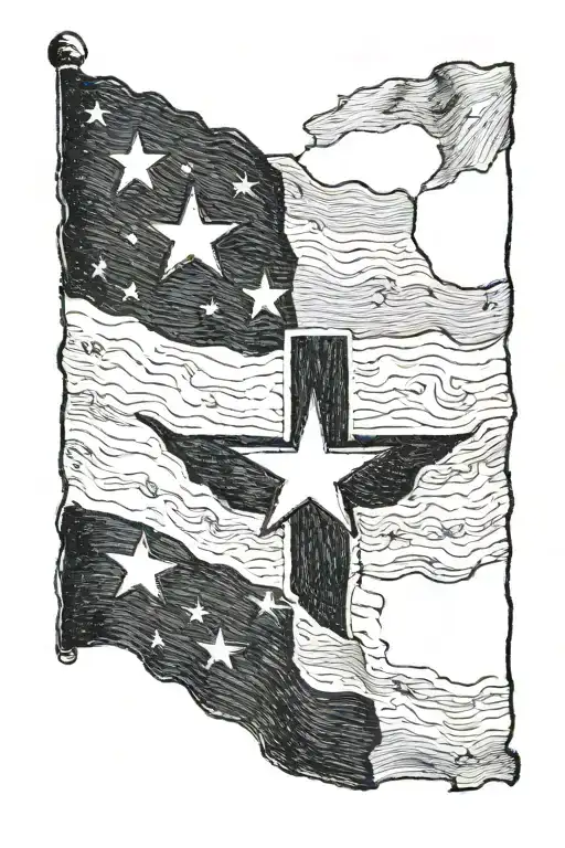 Texas Flag, 1985, "VEST" tattoo design idea