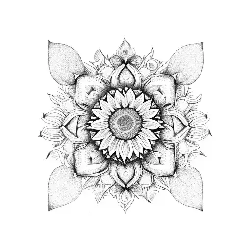 sunflower mandala dreamcatcher  tattoo design idea