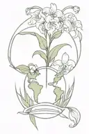 world globe, Lily of the valley flower, bull  tattoo design idea