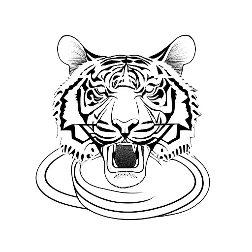Tiger and snake tattoo design idea
