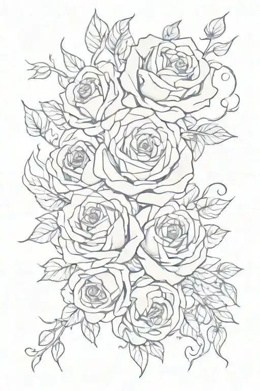 tattoo outline intertwined tendrils connecting roses tattoo design idea