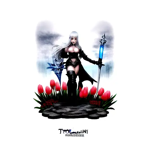 frostmourne with tulip tattoo design idea