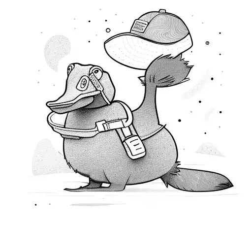 You could imagine a cartoon-style platypus with a backpack on its back, wearing hiking boots, a hat, and carrying a walk tattoo design idea