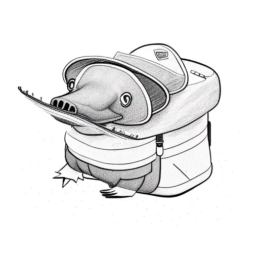 You could imagine a cartoon-style platypus with a backpack on its back, wearing hiking boots, a hat, and carrying a walk tattoo design idea