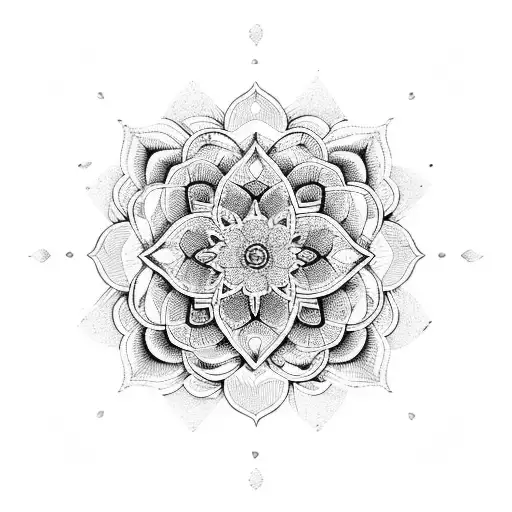 part of a mandala in roses geometric pattern tattoo design idea
