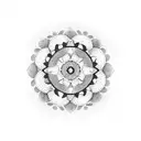half mandala horizontal curves shared dots  tattoo design idea