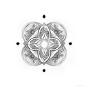 half mandala horizontal curves shared dots  tattoo design idea