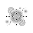 half mandala horizontal curves shared dots  tattoo design idea