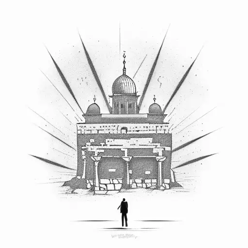 A silhouette of the Western Wall in Jerusalem with a meaningful quote tattoo design idea