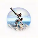 Jesus carrying cross from ocean into sunrise with Isaiah 41:10 bible verse tattoo design idea