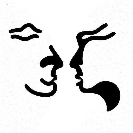 two faces with clouds overthink tattoo design idea