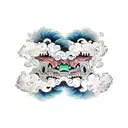 two faces with clouds overthink tattoo design idea