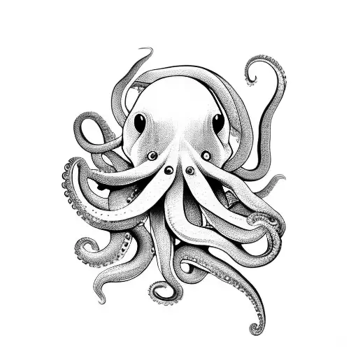 octopus chef minimalistic tattoo design idea
