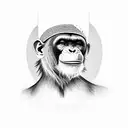 chimpanzee wearing a fez hat tattoo design idea