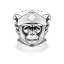 chimpanzee wearing a fez hat tattoo design idea