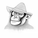 chimpanzee wearing a fez hat tattoo design idea