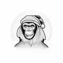 chimpanzee wearing a fez hat tattoo design idea
