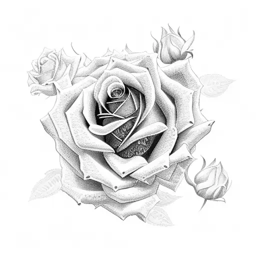 rose and chrysanthemum fine line tattoo design idea