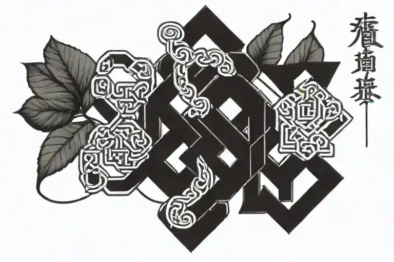 endless knot with dates arranged tattoo design idea