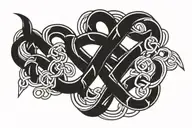 endless knot with dates arranged tattoo design idea