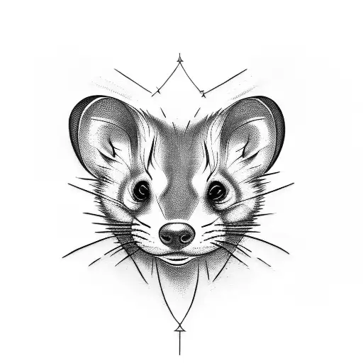 Native and ferret tattoo design idea
