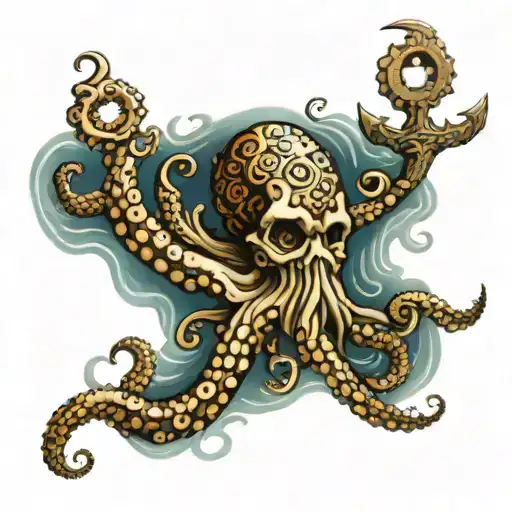 octopus and anchor in sea  full sleeve tattoo featuring   tattoo design idea