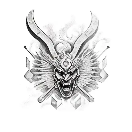 Ukrainian warrior fire tattoo design idea