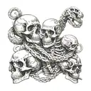 skeletons figthing snakes tattoo design idea