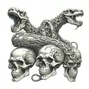 skeletons figthing snakes tattoo design idea