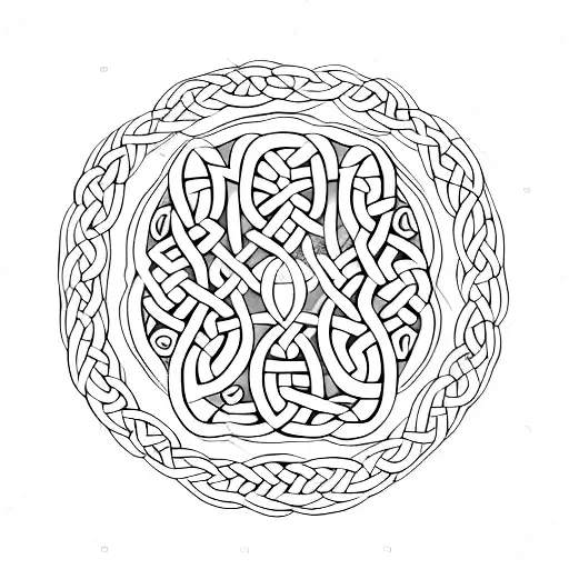 A minimalist design of a cat's paw print with celtic knotwork patterns and leaf accents tattoo design idea
