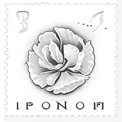 Icelandic poppy blooming out of a vintage postage stamp tattoo design idea