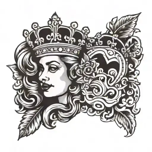 a king and queen crowns tattoo design idea