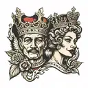 a king and queen crowns tattoo design idea