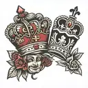 a king and queen crowns tattoo design idea