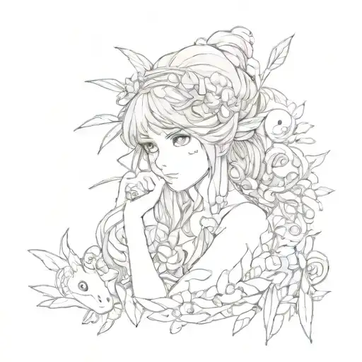 ghibli, boho, tattoo design idea