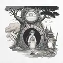 studio ghibli, boho tattoo design idea