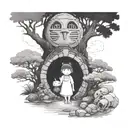 studio ghibli, boho tattoo design idea