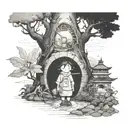 studio ghibli, boho tattoo design idea