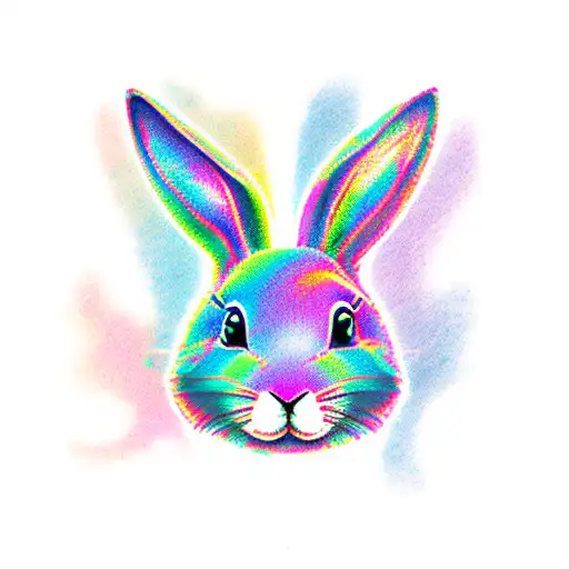 playboy bunny logo that is rainbow color for LGBTQ+ but I want it trippy tattoo design idea