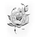 Fine line Tattoo half sleeve including a tiger, a daffodil, a poppy, and cherry blossoms tattoo design idea