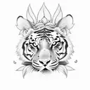 Fine line Tattoo half sleeve including a tiger, a daffodil, a poppy, and cherry blossoms tattoo design idea