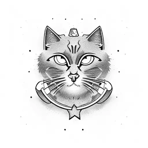 cowboy black cat shooting guns tattoo design idea